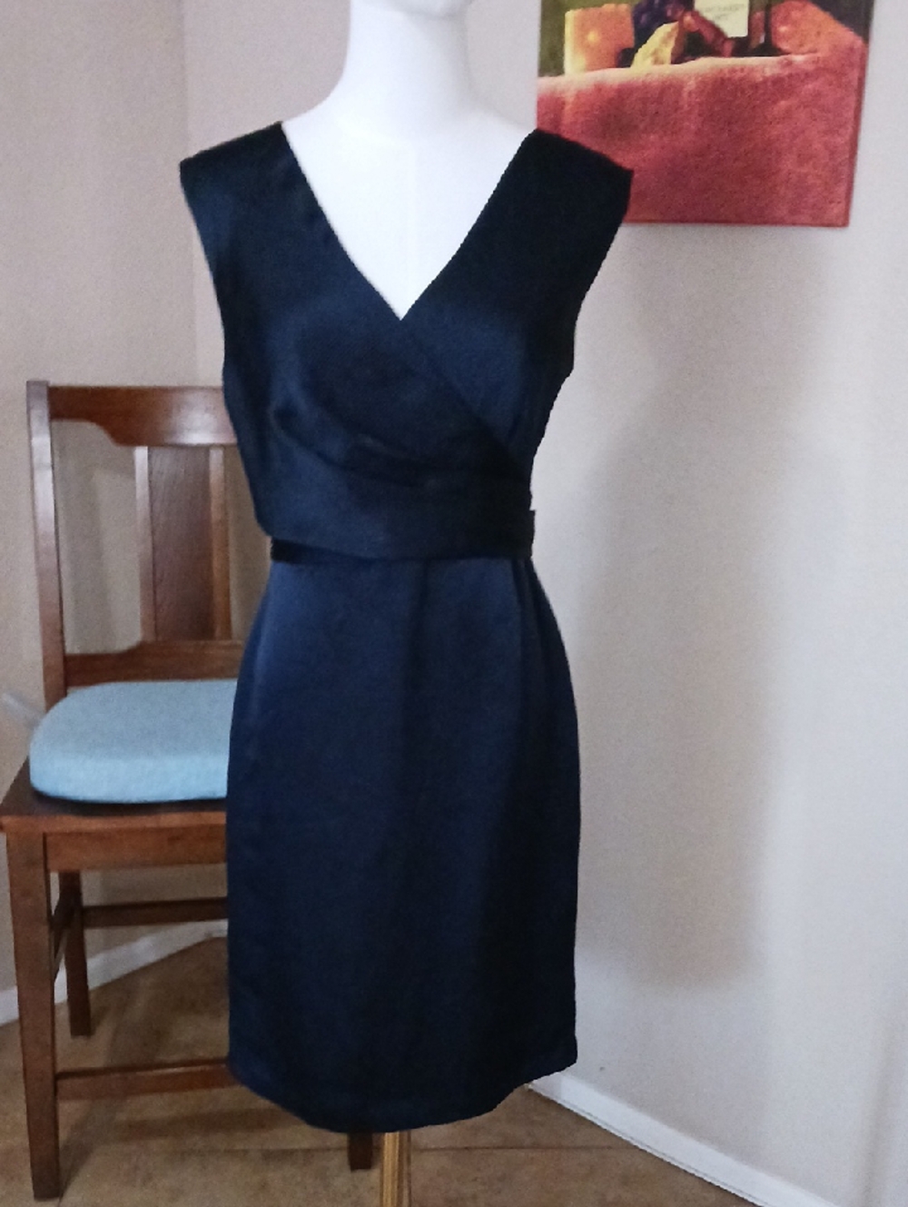 The Limited Navy Blue V-Neck Wrap Sheath Dress